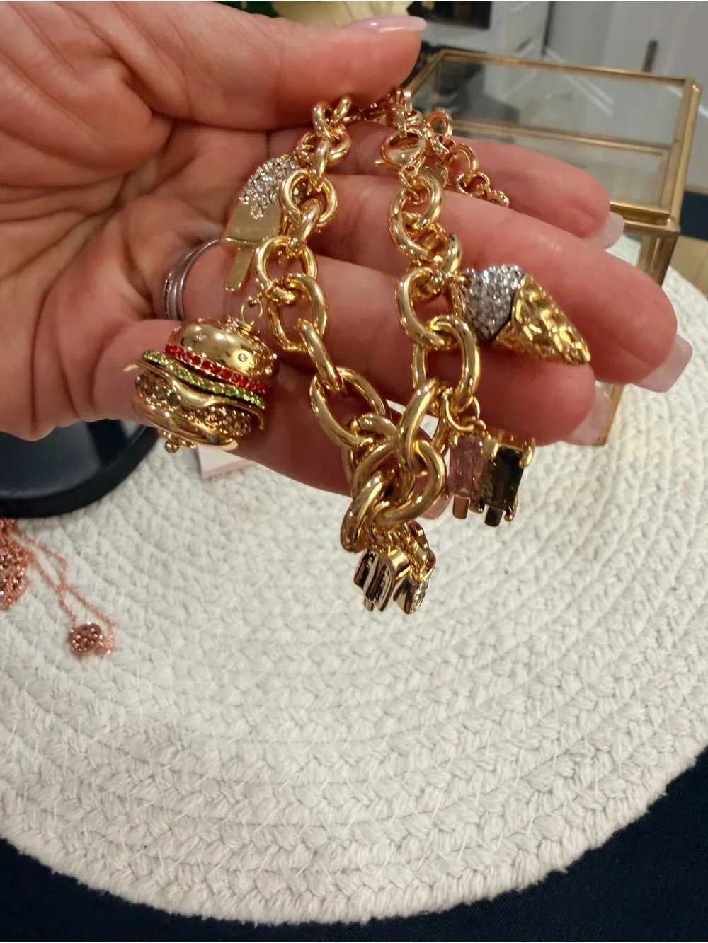 Kate Spade NWT Fast Food Charm Bracelet- Gold + Dust Bag - Picture 9 of 9